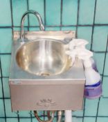 1 x Wall Mounted Stainless Steel Hands Free Wash Basin