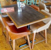 1 x Rectangular Restaurant Dining Table With Cast Iron Bases and Inlaid Wooden Top - Dimensions: H88