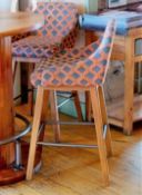 4 x Counter Height Commercial Restaurant Stools Featuring Padded Seats With Sloping Armrests,