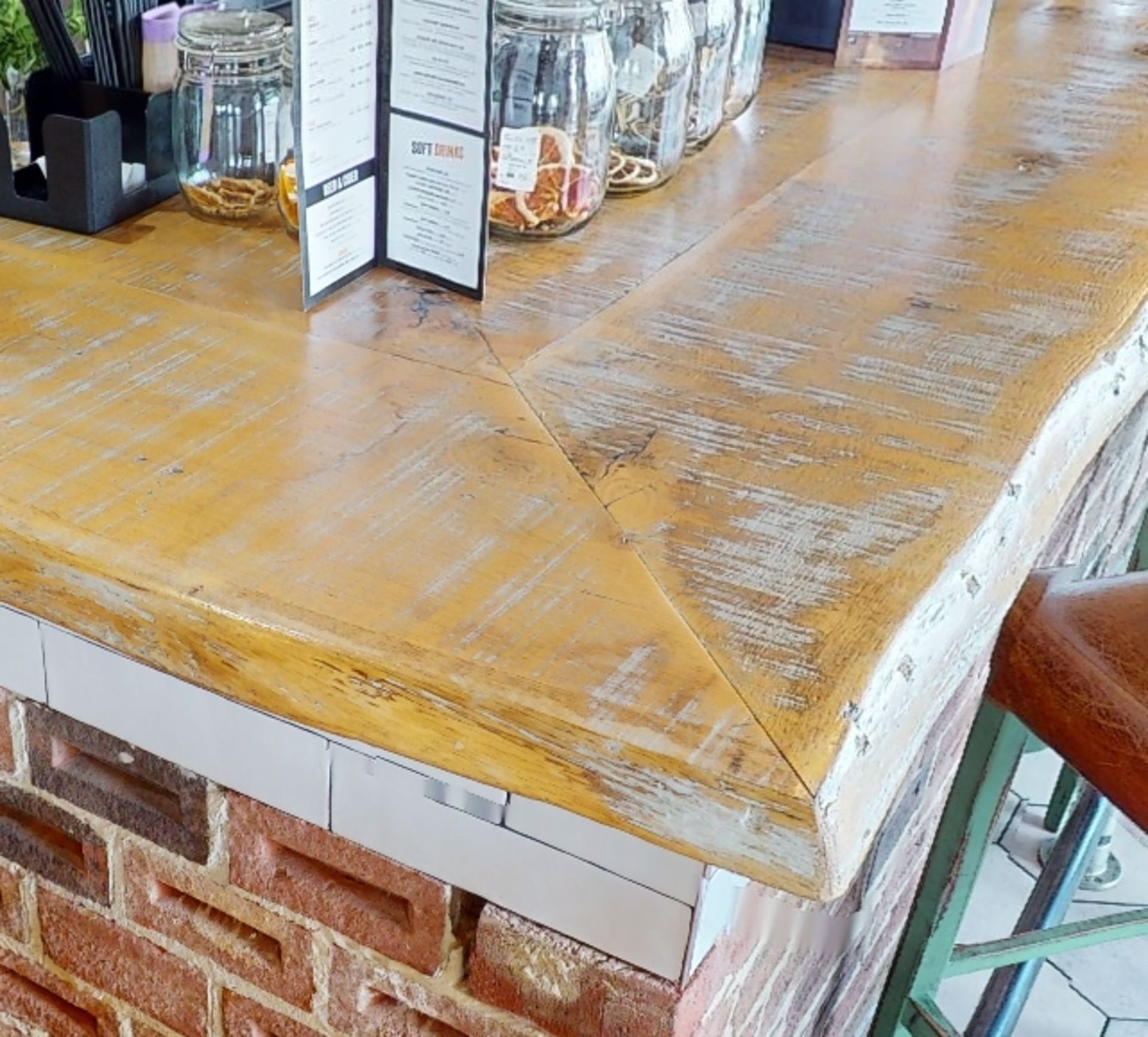 1 x Rustic Knotty Oak L Shaped Bar Top With an Earthy Finish and Live Edge - Approx 22ft in Legth! - Image 14 of 16