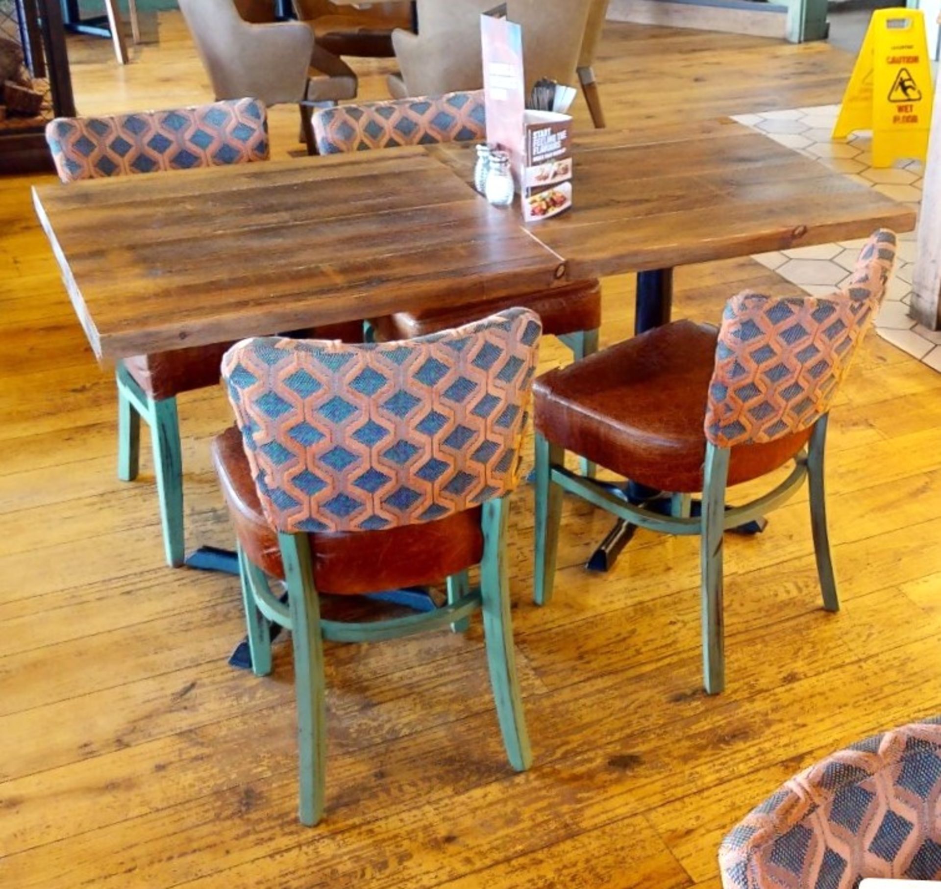 8 x Commercial Restaurant Dining Chairs Featuring Tan Leather Seats, Upholstered Back Rests and - Image 5 of 9