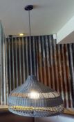 3 x Wicker Suspended Light Fittings in Charcoal Grey