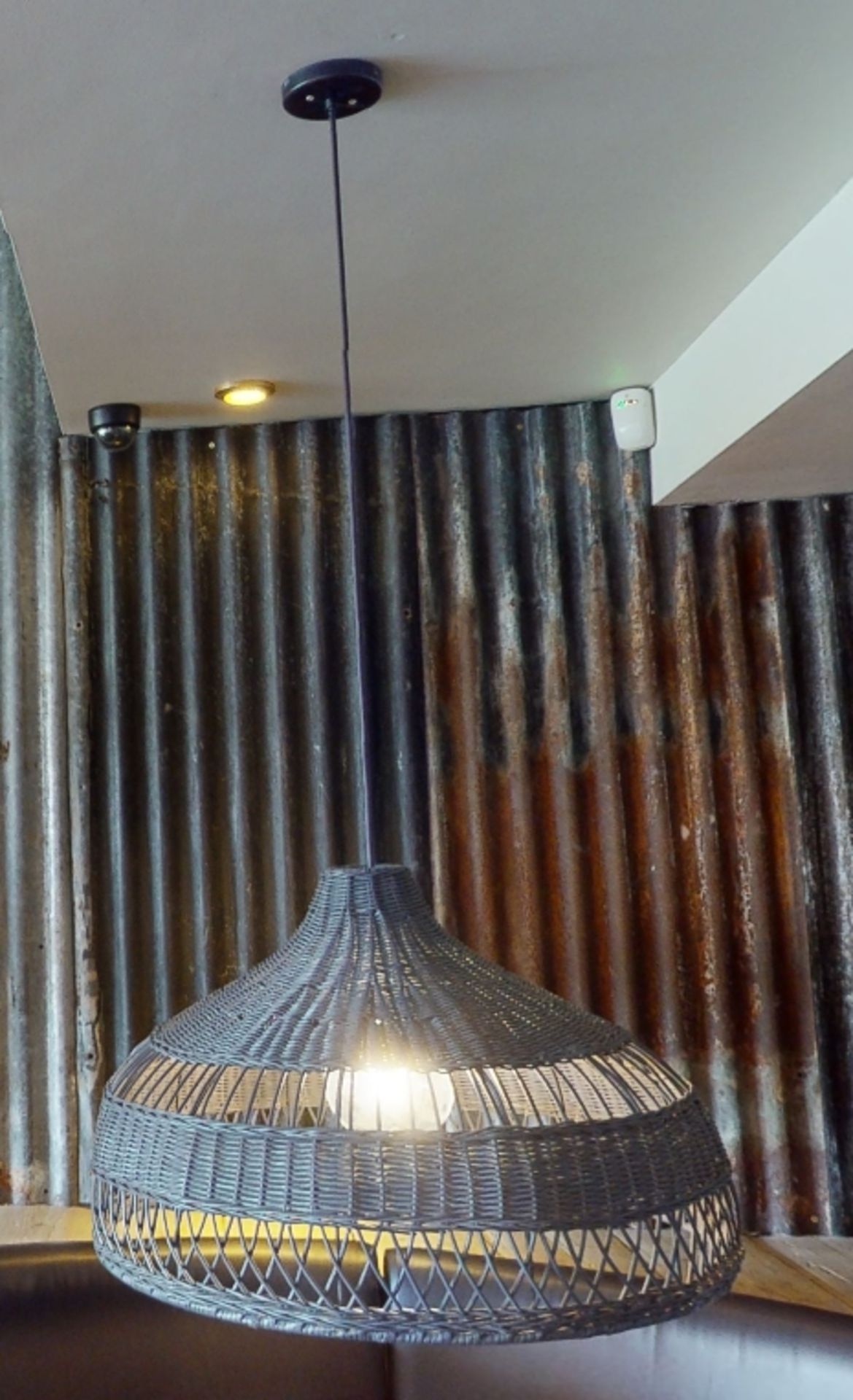 3 x Wicker Suspended Light Fittings in Charcoal Grey