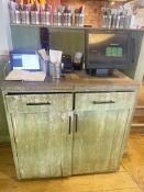 1 x Dumbwaiter Service Station With a Distressed Finish and Stone Paving Slab Worktop