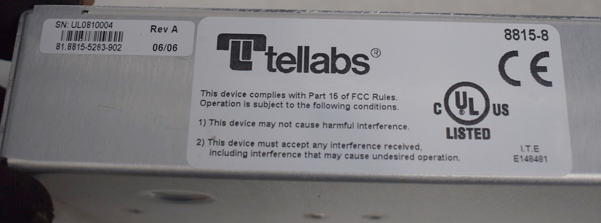 1 x TELLABS 8815 Multi-Service Access Node - Includes PSU, Manual & Software - Guide Price £1, - Image 6 of 9