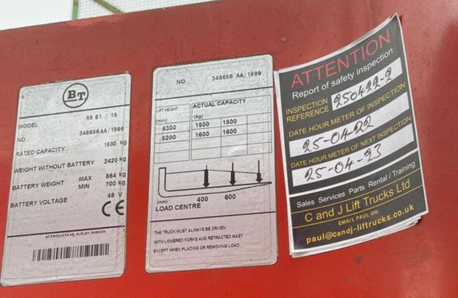 1 x BT RRB1/15 Electric 1.6T Reach Truck With Charger - CL855 - Location: Widnes WA8 - Image 5 of 7