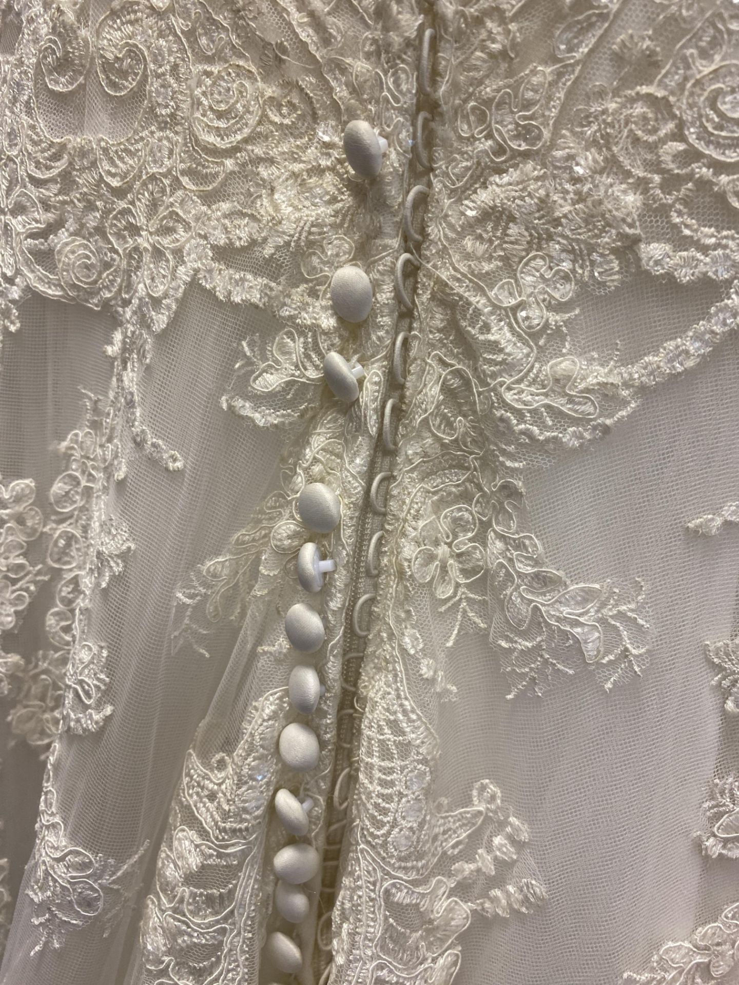 1 x MORI LEE '2787' Stunning Strapless Lace And Chiffon Designer Wedding Dress RRP £1,200 UK 12 - Image 4 of 12