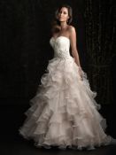 1 x ALLURE BRIDAL Stunning Strapless Lace & Frilled Chiffon Designer Wedding Dress RRP £1,485 UK10