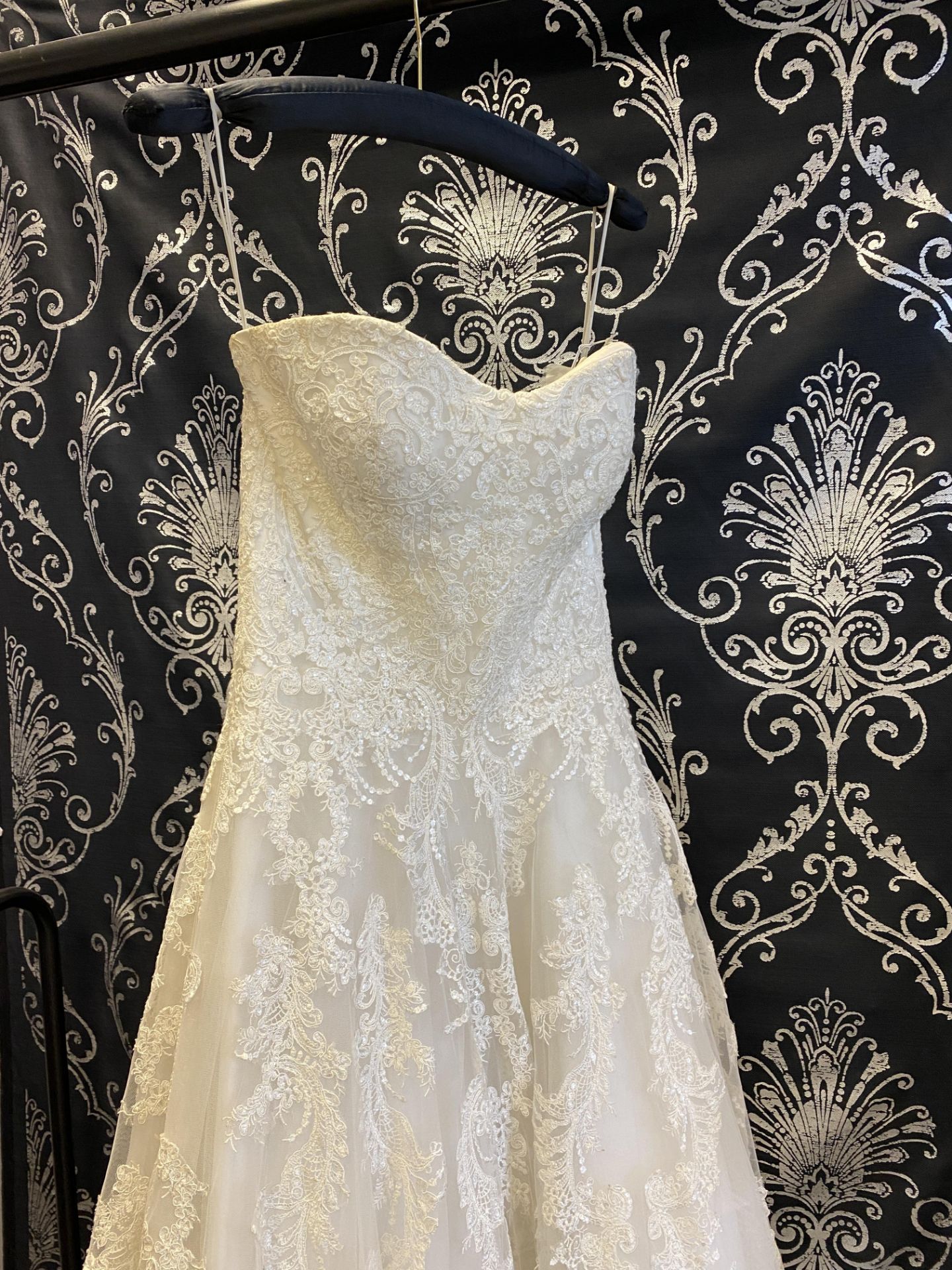 1 x MORI LEE '2787' Stunning Strapless Lace And Chiffon Designer Wedding Dress RRP £1,200 UK 12 - Image 6 of 12
