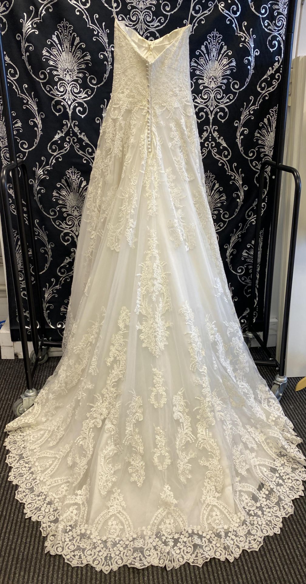 1 x MORI LEE '2787' Stunning Strapless Lace And Chiffon Designer Wedding Dress RRP £1,200 UK 12 - Image 8 of 12