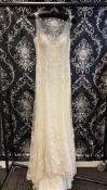 1 x LUSAN MANDONGUS 'Anastasia' Stunning Lace And Embroidered Designer Wedding Dress RRP £1,850 UK12