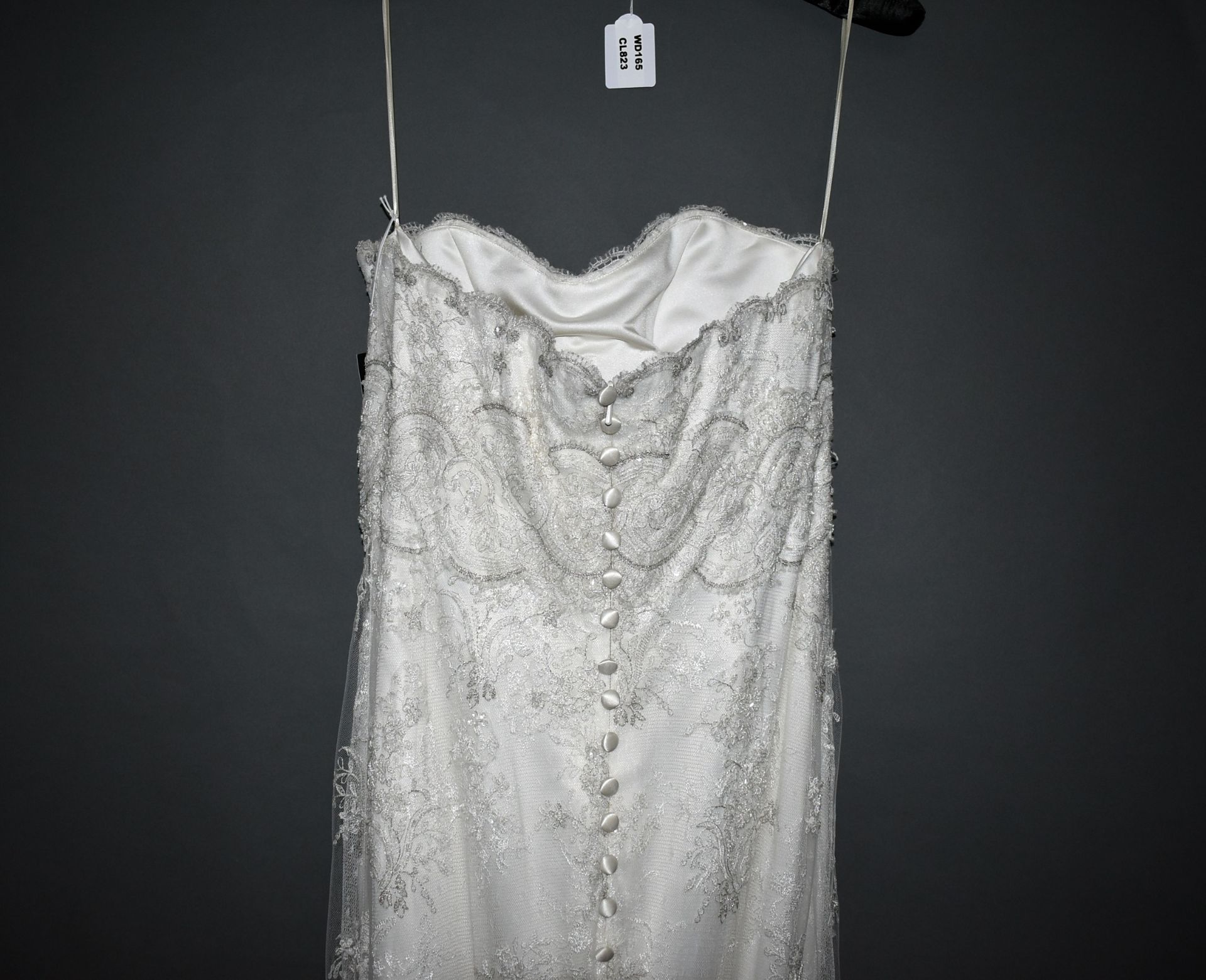 1 x LUSAN MANDONGUS Strapless Lace & Beaded Designer Wedding Dress Bridal Gown RRP £2,250 UK 12 - Image 2 of 5