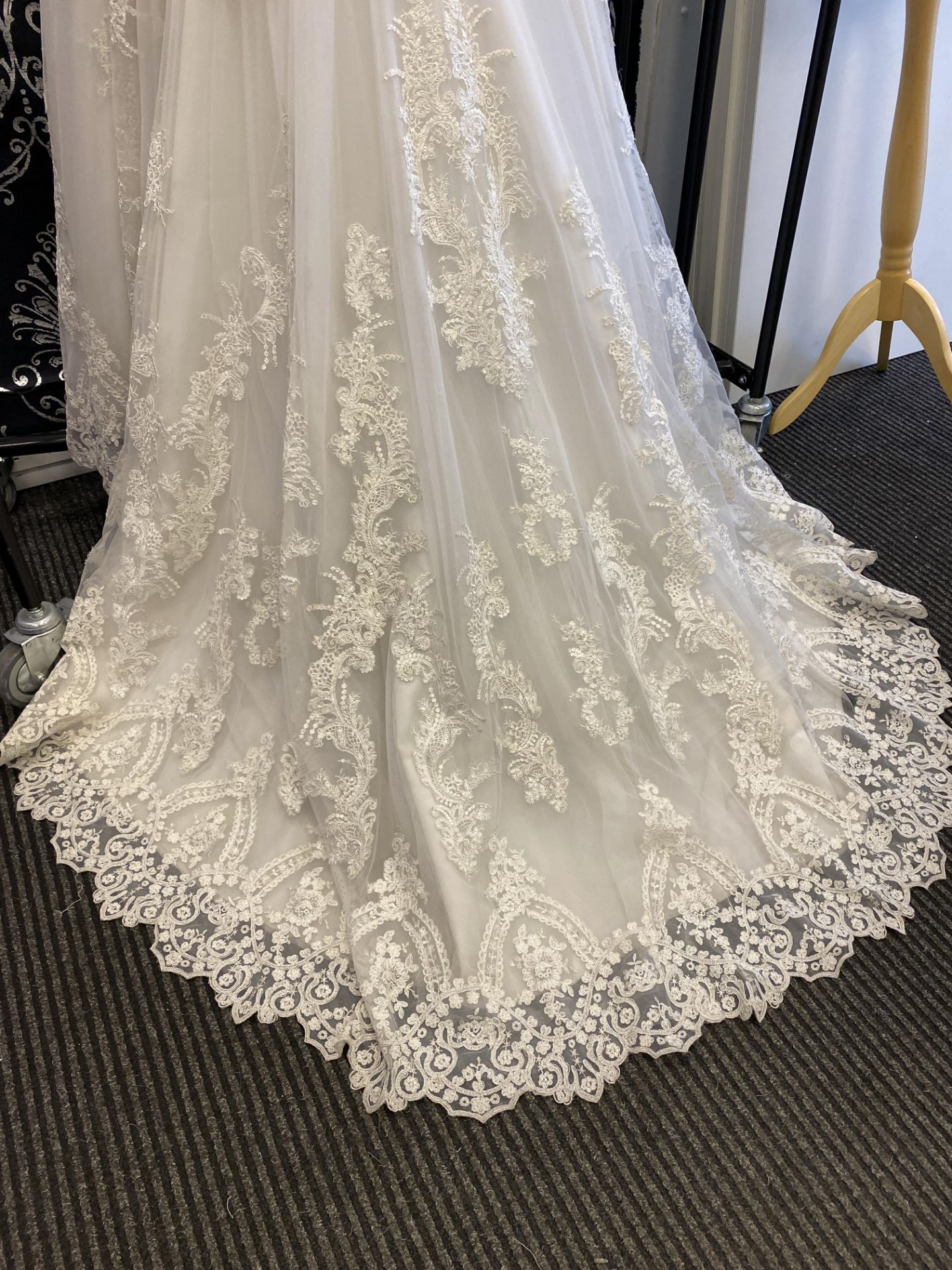 1 x MORI LEE '2787' Stunning Strapless Lace And Chiffon Designer Wedding Dress RRP £1,200 UK 12 - Image 7 of 12