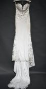 1 x PRONOVIAS Beautiful Lace Strapless Silk Crepe Designer Wedding Dress Bridal Gown RRP £2,220 UK12