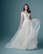 1 x MAGGIE SOTTERO Flattering Lace & Chiffon Empire Line Designer Wedding Dress RRP £1,750 UK 12