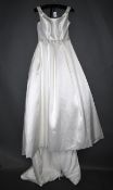 1 x ATELIER LYANNA Satin Empire Line Corseted Designer Wedding Dress Bridal Gown RRP £1,000 UK 12