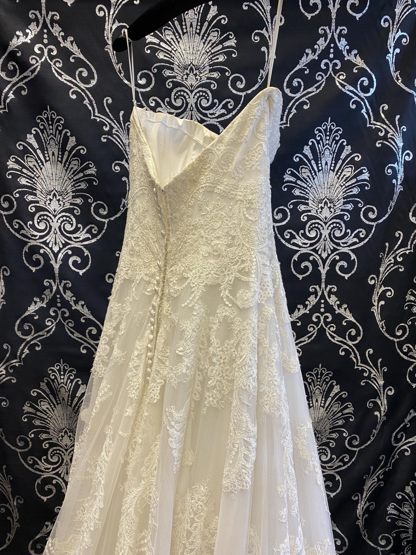1 x MORI LEE '2787' Stunning Strapless Lace And Chiffon Designer Wedding Dress RRP £1,200 UK 12 - Image 3 of 12