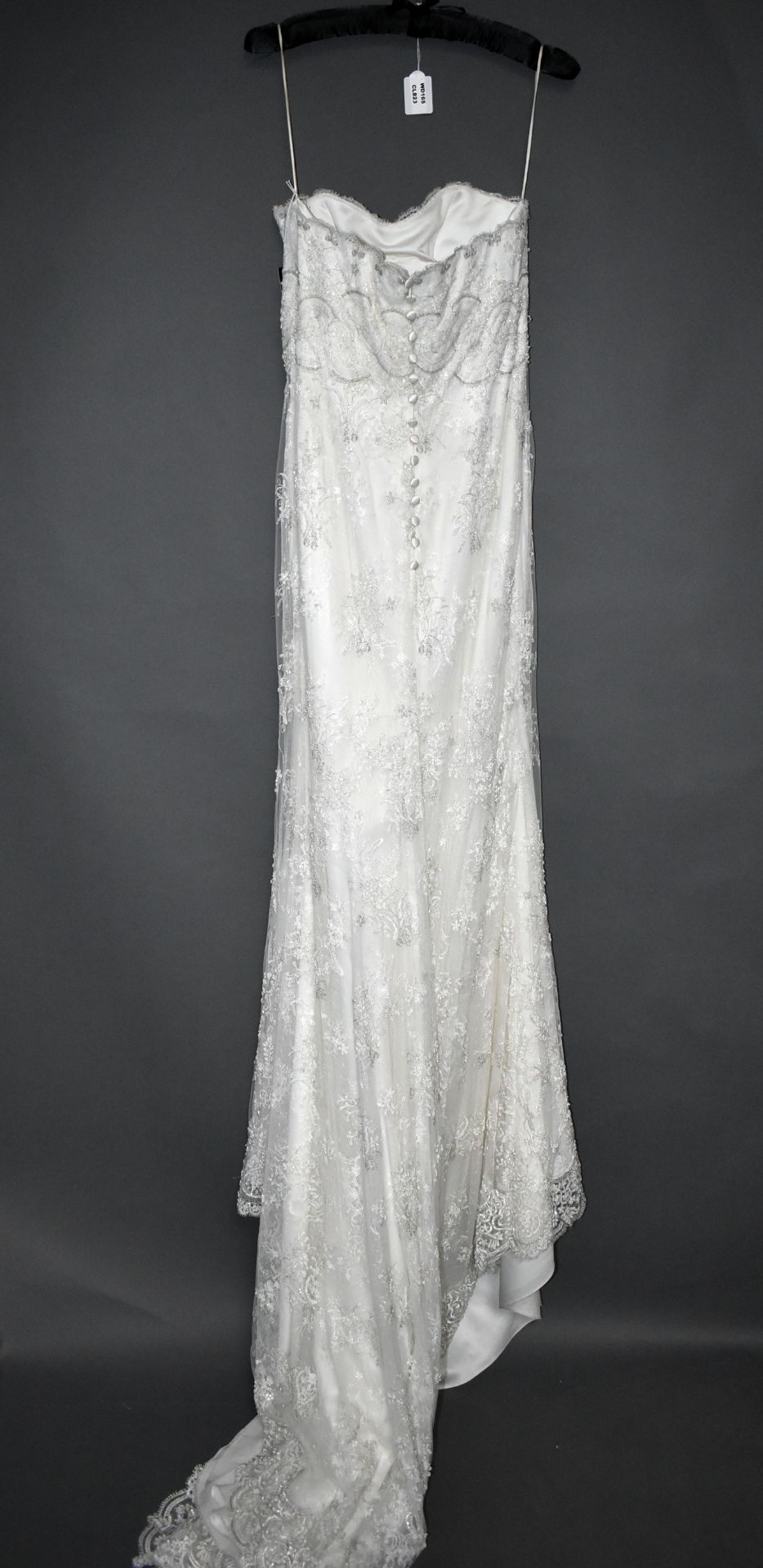 1 x LUSAN MANDONGUS Strapless Lace & Beaded Designer Wedding Dress Bridal Gown RRP £2,250 UK 12 - Image 3 of 5