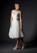 1 x RITA MAE '1023' Short Full Skirted Lace Designer Wedding Dress Bridal Gown RRP £1,000 UK10