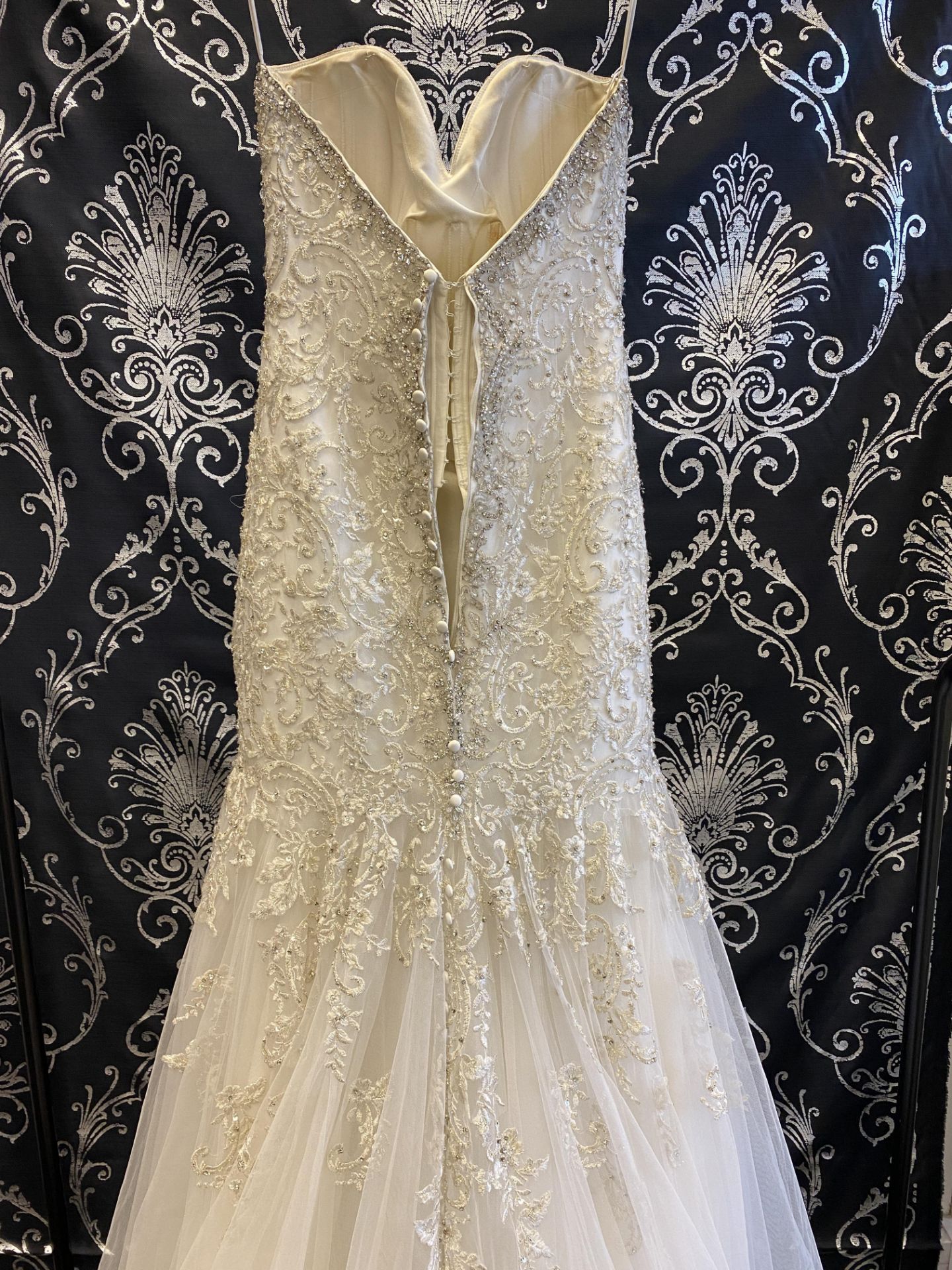 1 x ALLURE '9275' Timeless Strapless Lace And Chiffon Mermaid Designer Wedding Dress RRP £2,250 UK12 - Image 10 of 11