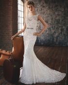 1 x LUSAN MANDONGUS Elaborate Lace And Embroidered Designer Wedding Dress RRP £1,550 UK12