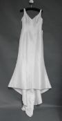 1 x ALAN HANNAH Flattering Fishtail Satin Sweetheart Neckline Designer Wedding Dress RRP £1,250 UK14