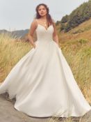 1 x REBECCA INGRAM 'Iona' Lace & Satin Empire Line Designer Wedding Dress RRP £1,450 UK12