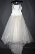 1 x LUSAN MANDONGUS Strapless Chiffon And Lace Designer Wedding Dress Bridal Gown RRP £2,600 UK 12