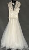 1 x DAVID FIELDEN SPOSA 'Grace Kelly' Lace Corset Designer Wedding Dress Bridal Gown RRP £2,000 UK14
