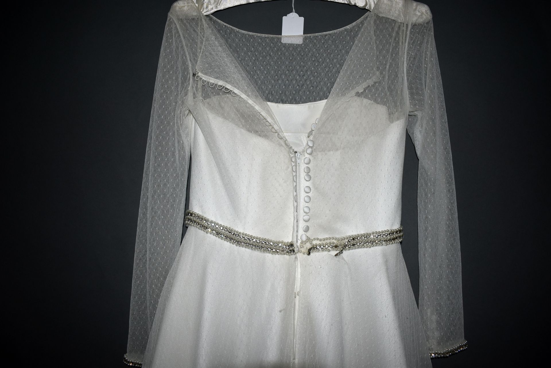 1 x WHITE ROSE Long Sleeved Satin And Chiffon Designer Wedding Dress Bridal Gown RRP £1,600 UK 12 - Image 6 of 6