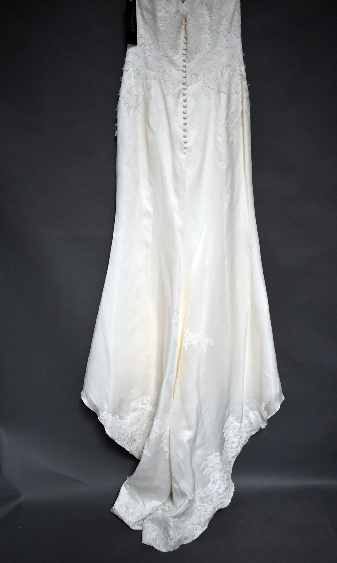 1 x ALAN HANNAH Strapless Lace & Satin Fishtail Dress Designer Wedding Dress Bridal RRP £2,700 UK 14 - Image 2 of 7