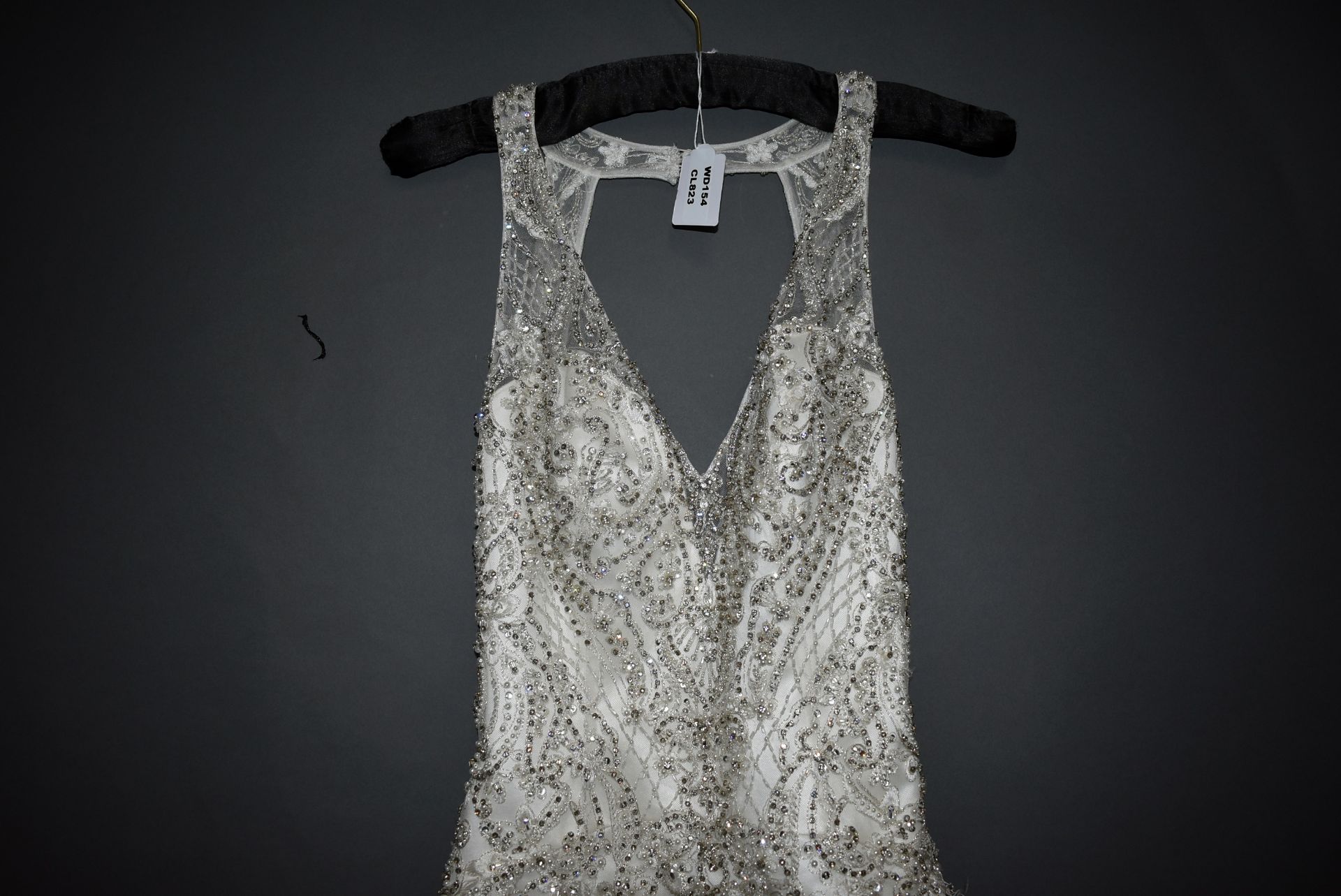 1 x MORI LEE Lace & Satin Beaded Bodice Fishtail Designer Wedding Dress Bridal Gown RRP £1,000 UK 12 - Image 3 of 6