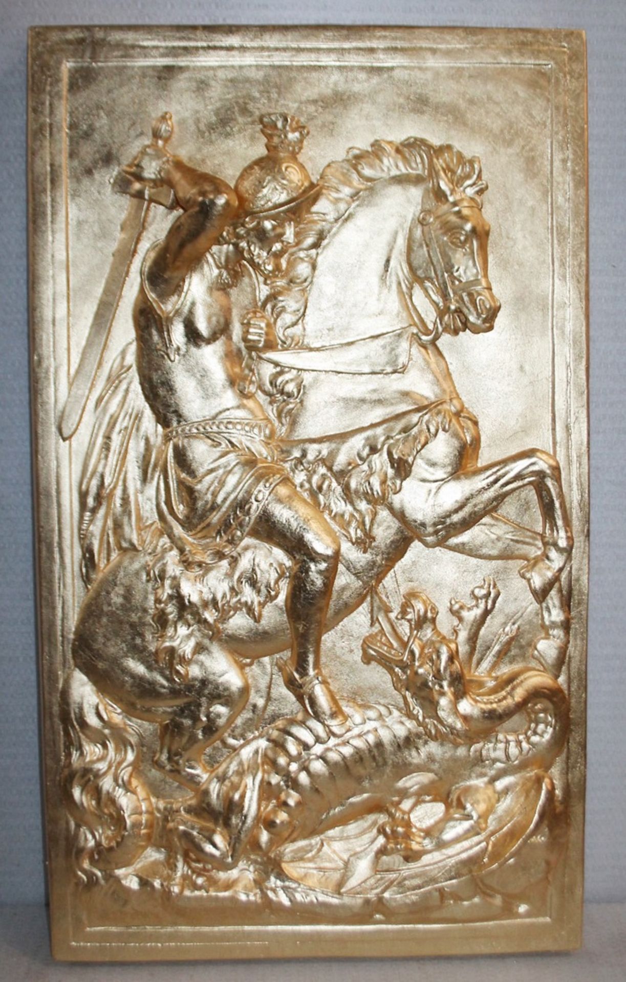 1 x GIORGIO COLLECTION Large St. George Luxury Plaster Bas Relief Hanging In Gold Leaf - RRP £2,628 - Image 2 of 7