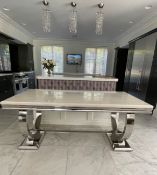 1 x STUNNING Arighi Bianchi 'Arianna' Marble Dining Table With Art Deco Style Legs RRP New £999.00