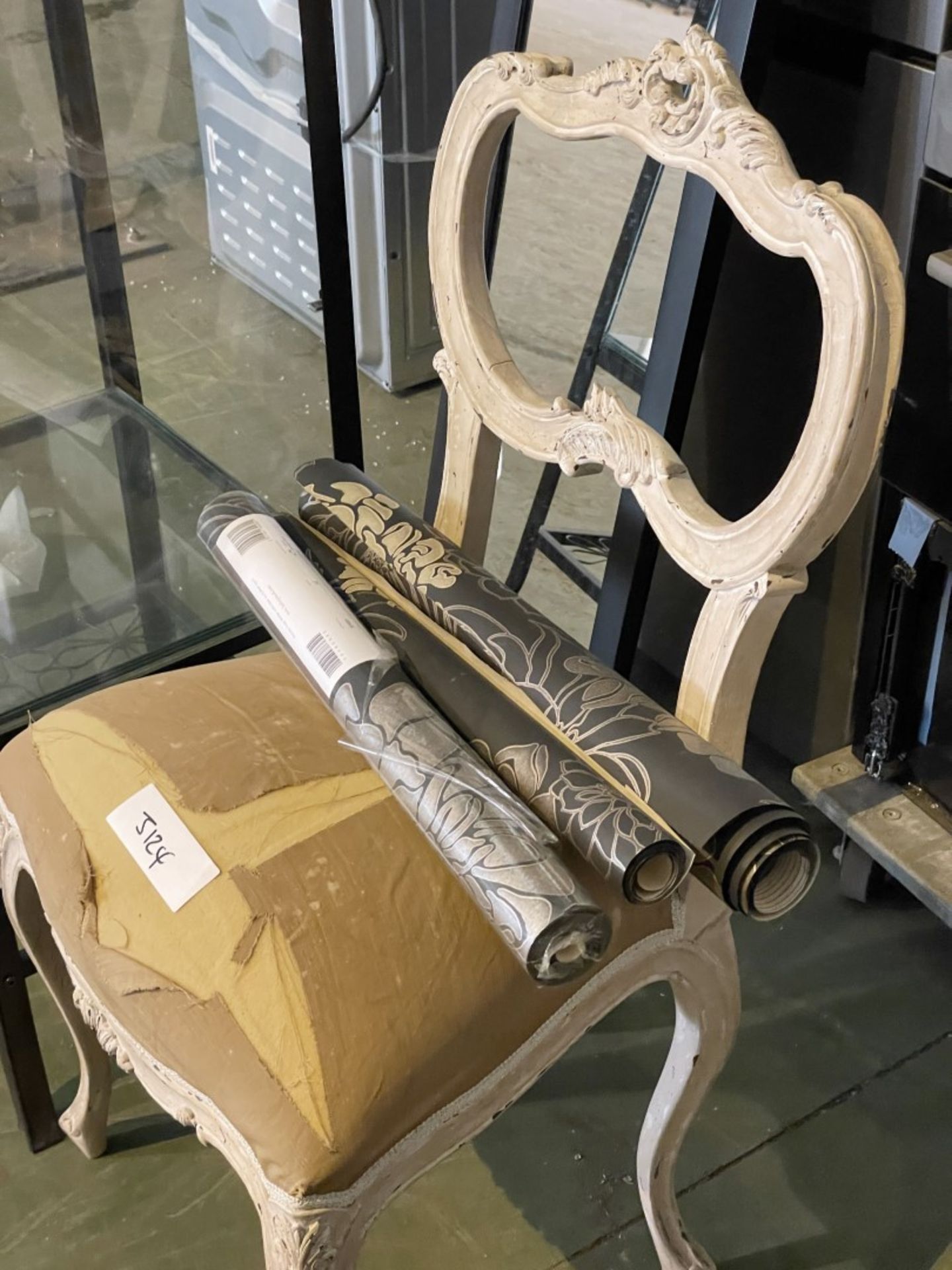 1 x Ornate Chair And Assorted Rolls Of Wallpaper/Gift Wrap Paper As Per Picture - Ref: J124 - - Image 8 of 8