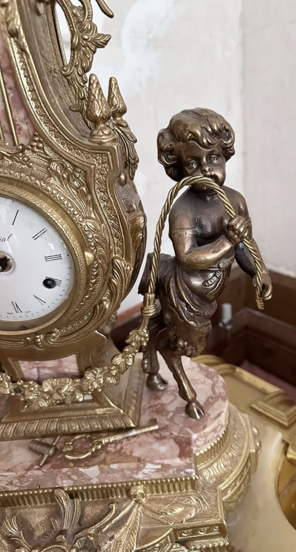 1 x Stunning Italian FRANZ HERMLE Imperial Bronze And Marble Mantle Clock - Image 2 of 10