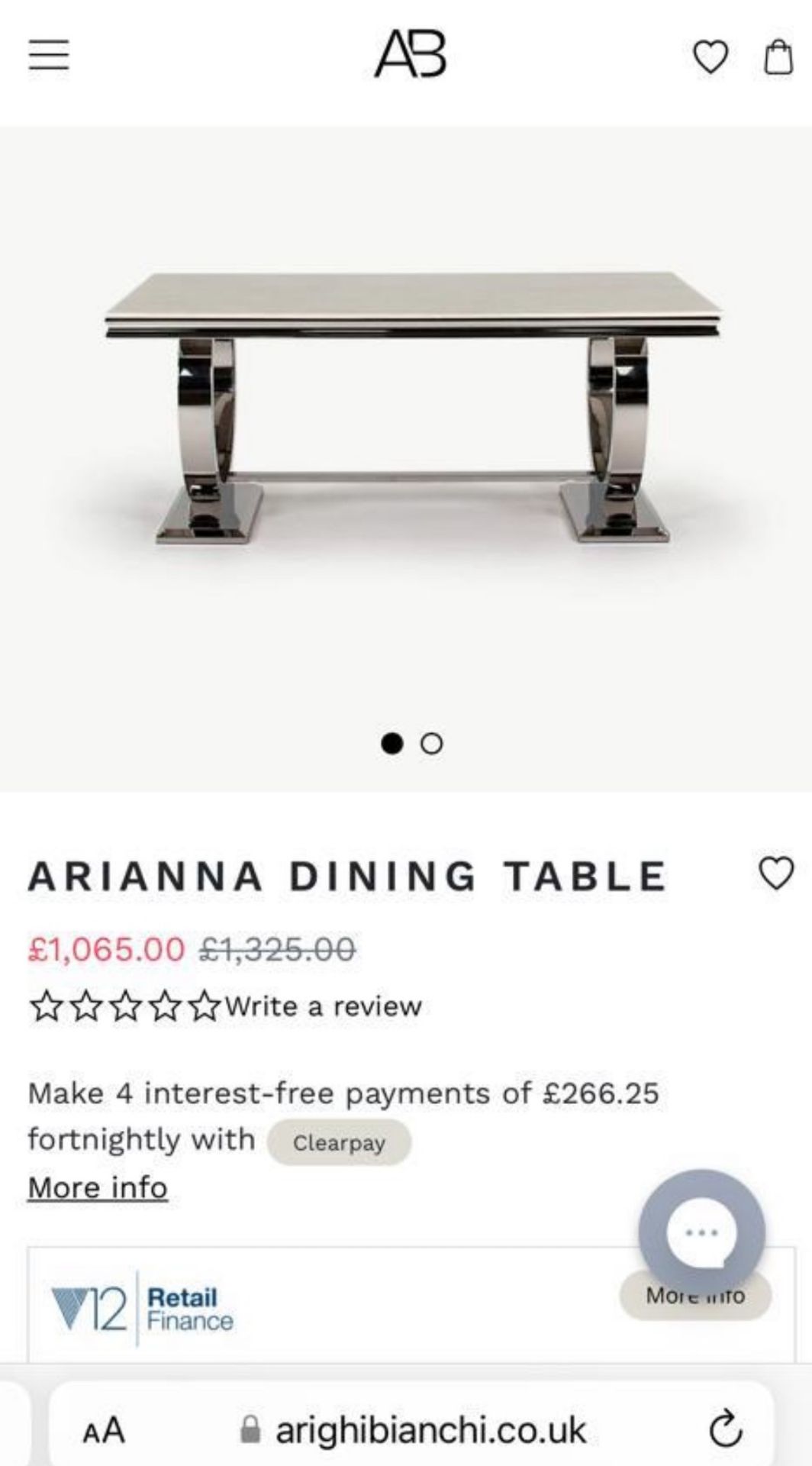 1 x STUNNING Arighi Bianchi 'Arianna' Marble Dining Table With Art Deco Style Legs RRP New £999.00 - Image 2 of 7