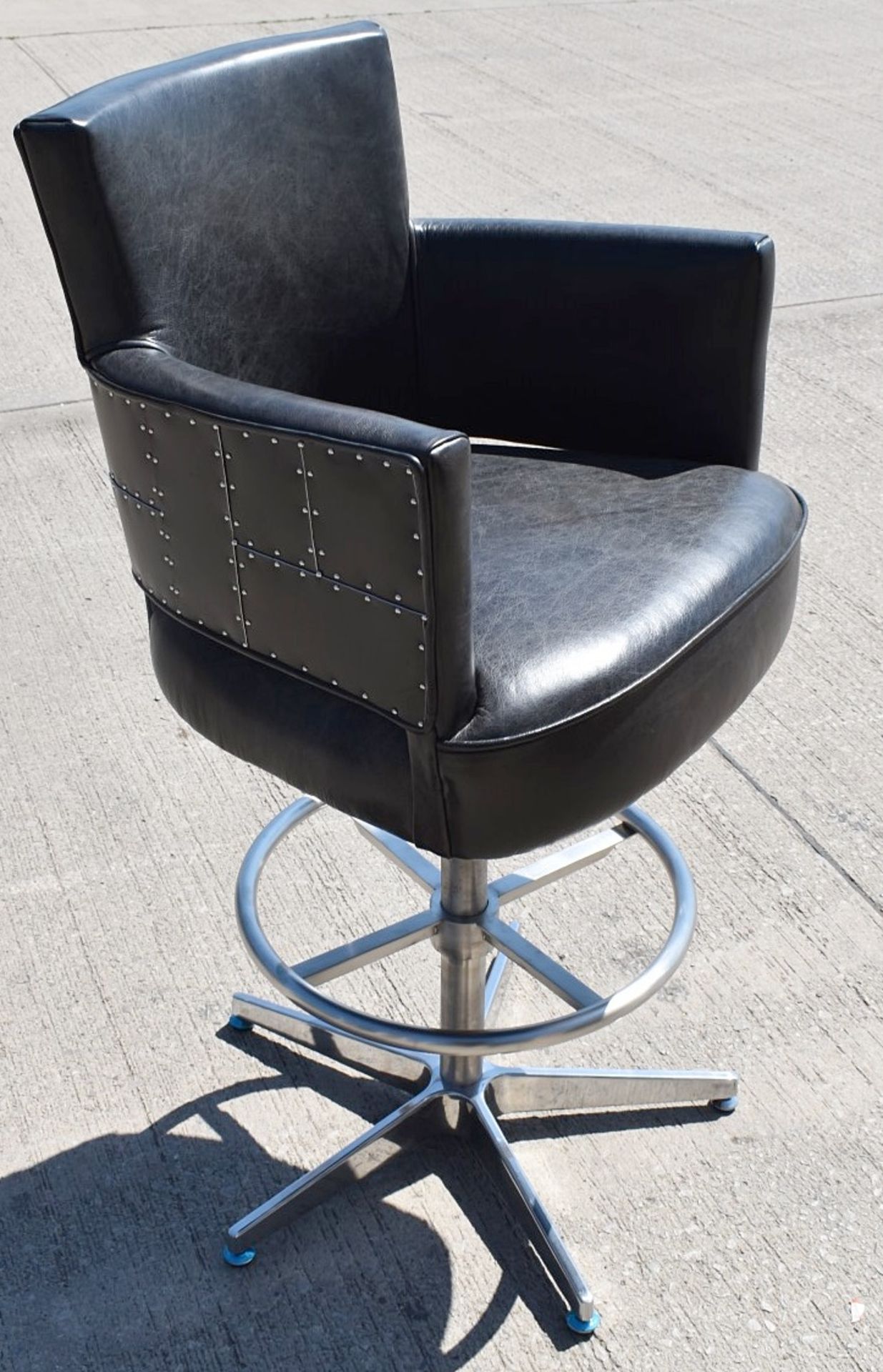 1 x TIMOTHY OULTON 'Swinderby' Luxury Distressed Black Leather Barstool  - Original Price £1,800 - - Image 7 of 18