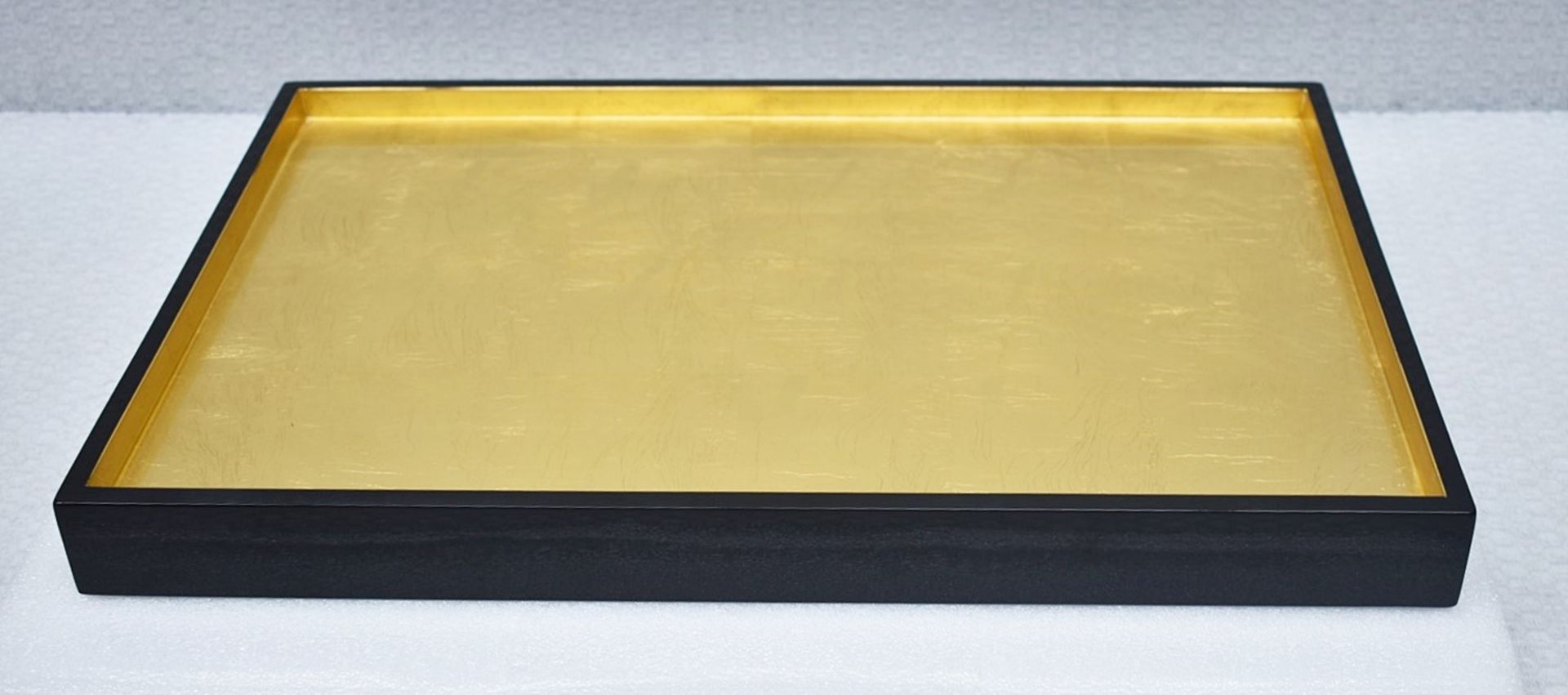 1 x POSH TRADING COMPANY 'The London' Luxury Lacquered Gold Leaf Wooden Serving Tray - Original - Image 4 of 8