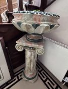 1 x  Italian Style Ceramic And Marble Indoor Planter Column And Bowl