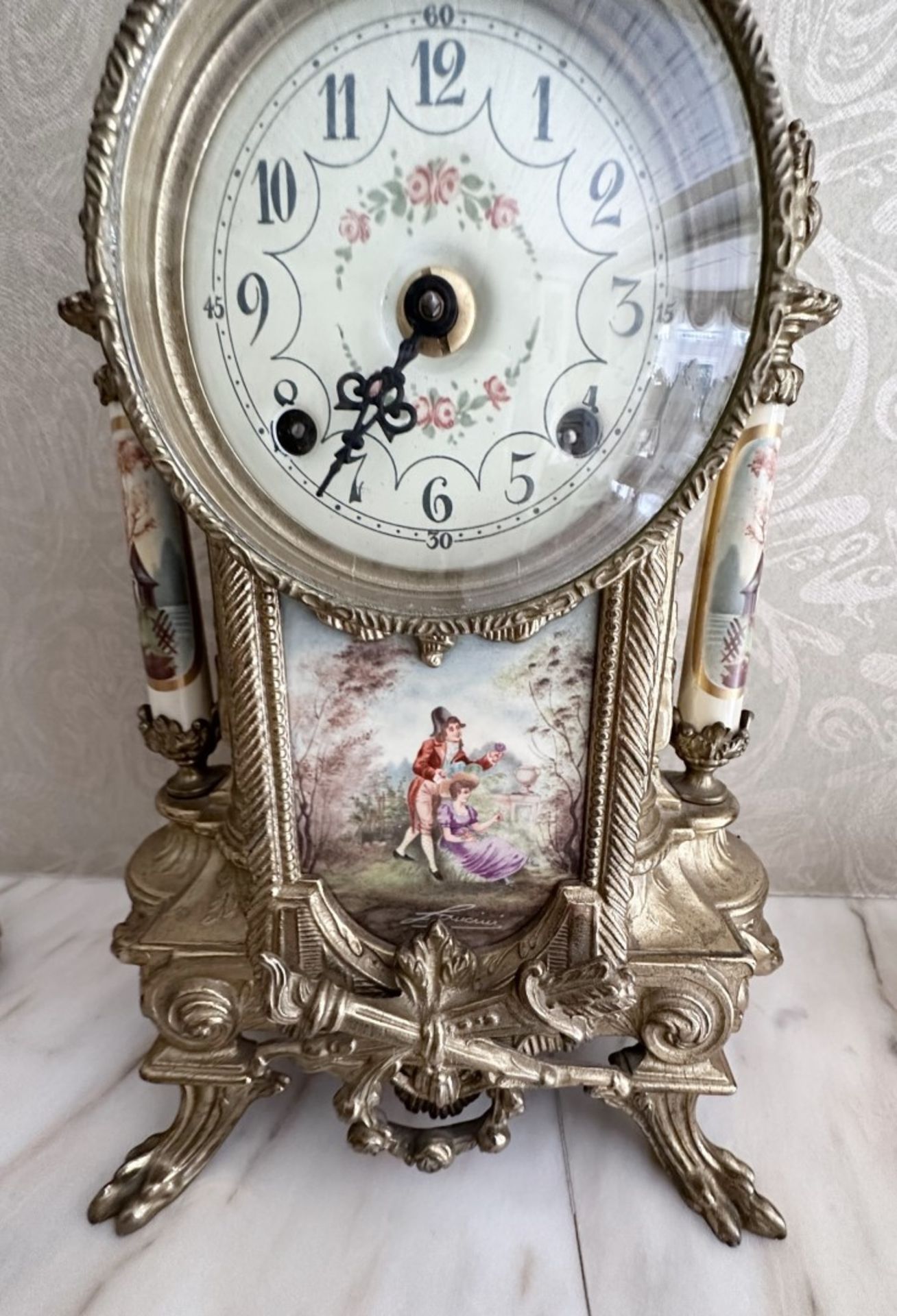 1 x Antique FRANZ HERMLE Lancini Imperial Mantel Mechanical Clock - Image 7 of 10