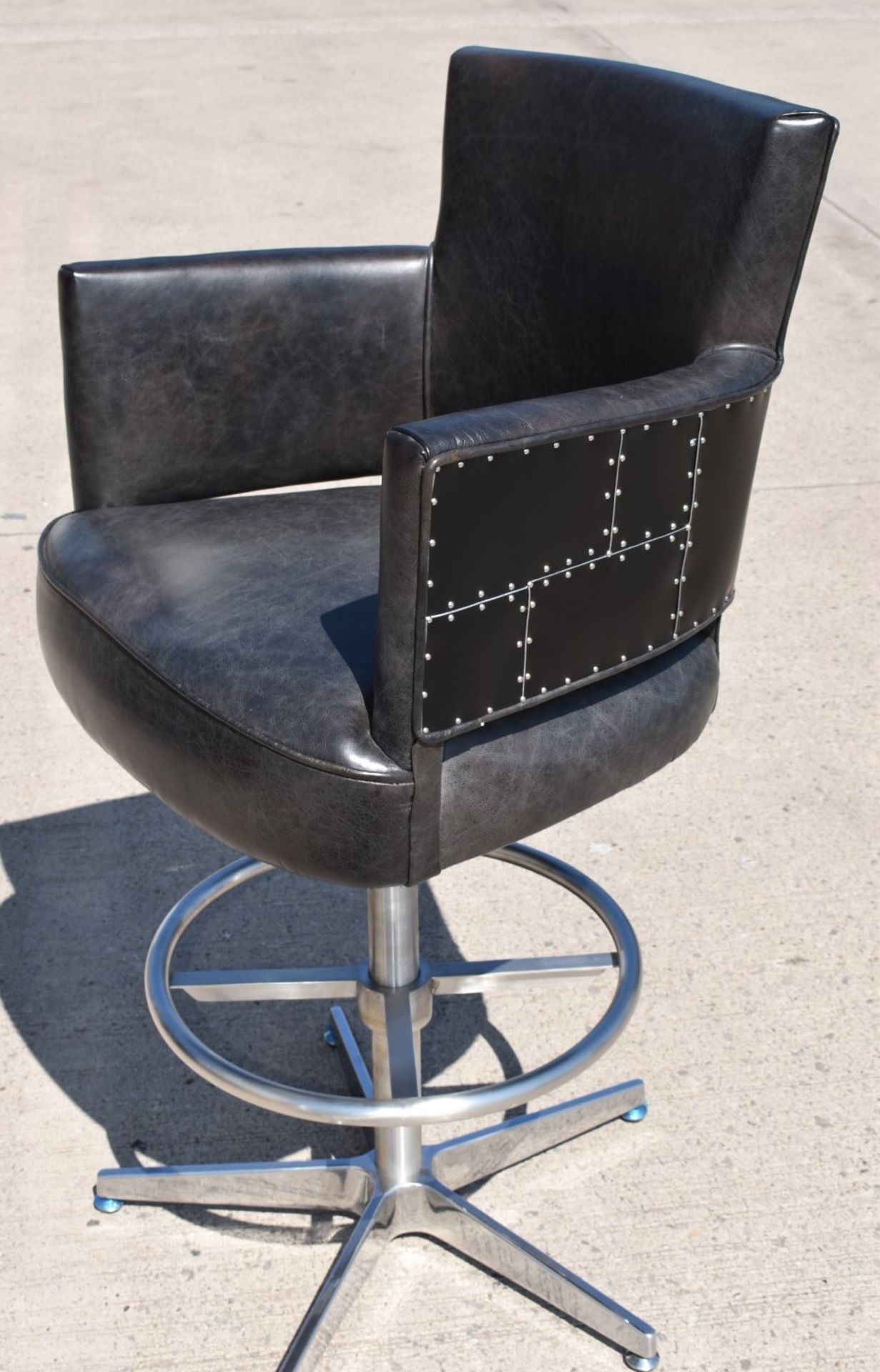 1 x TIMOTHY OULTON 'Swinderby' Luxury Distressed Black Leather Barstool  - Original Price £1,800 - Image 3 of 17