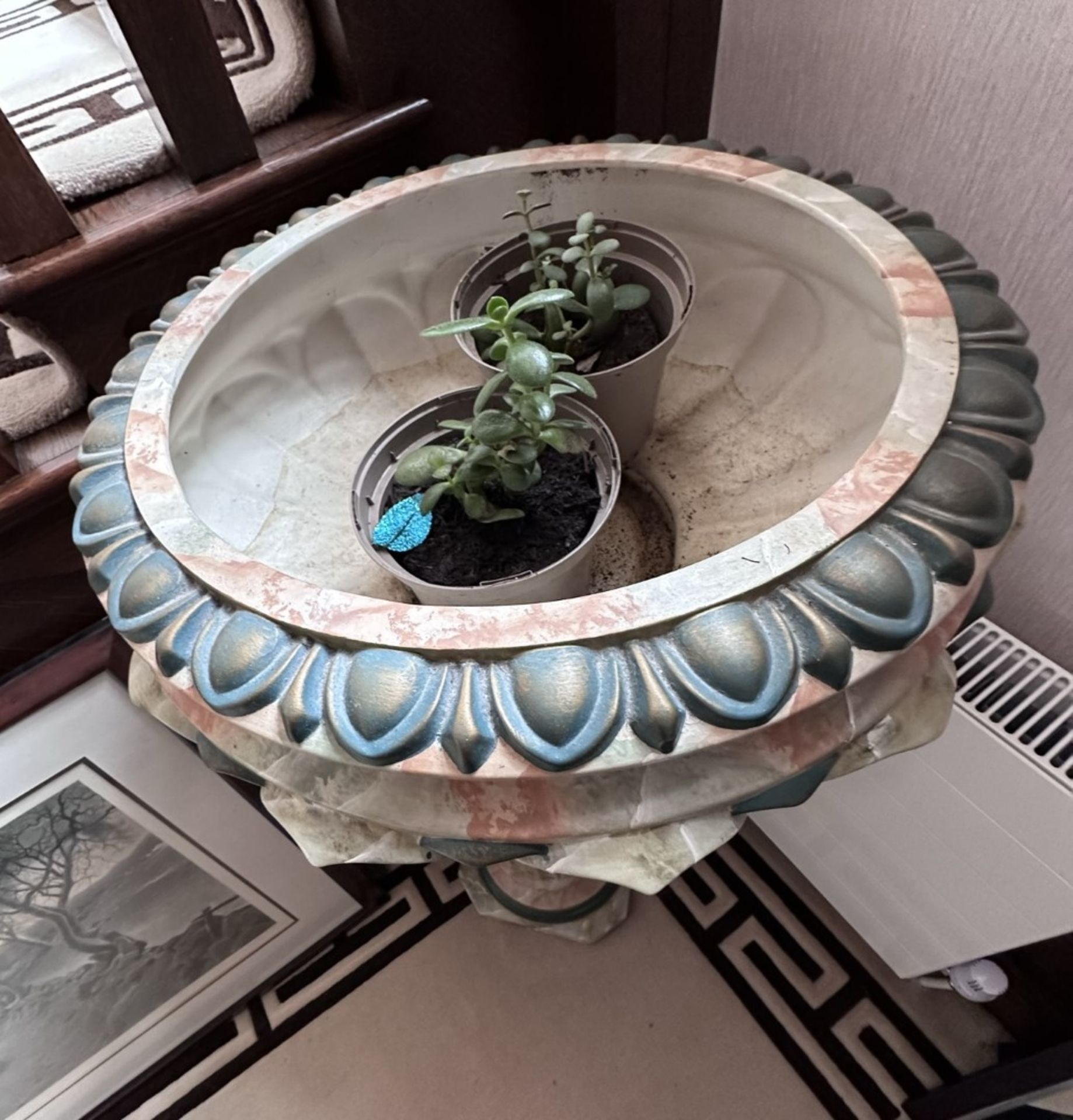 1 x  Italian Style Ceramic And Marble Indoor Planter Column And Bowl - Image 6 of 6