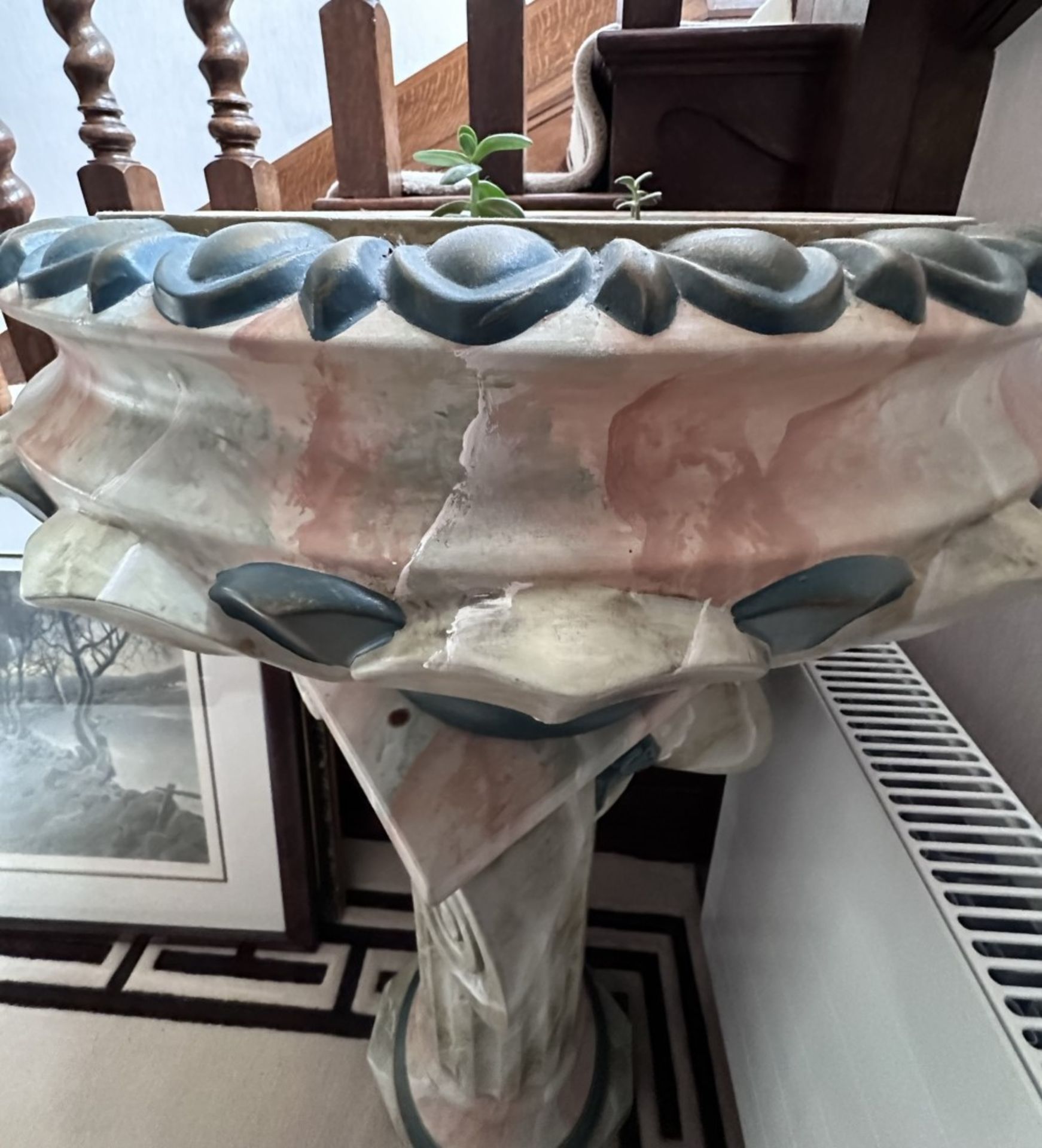 1 x  Italian Style Ceramic And Marble Indoor Planter Column And Bowl - Image 2 of 6