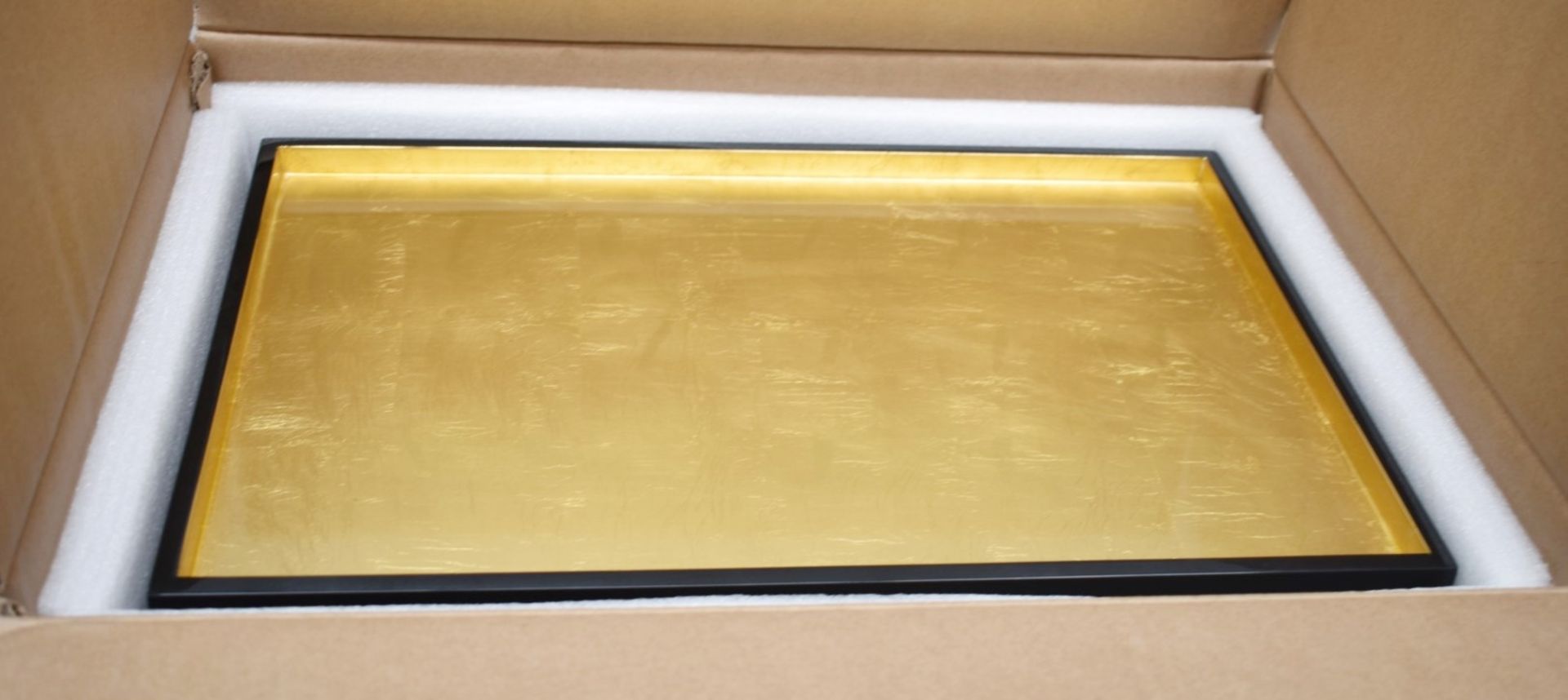 1 x POSH TRADING COMPANY 'The London' Luxury Lacquered Gold Leaf Wooden Serving Tray - Original - Image 3 of 8