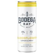 24 x Bodega Bay Hard Seltzer 250ml Alcoholic Sparkling Water Drinks - Elderflower Lemon & Mint -