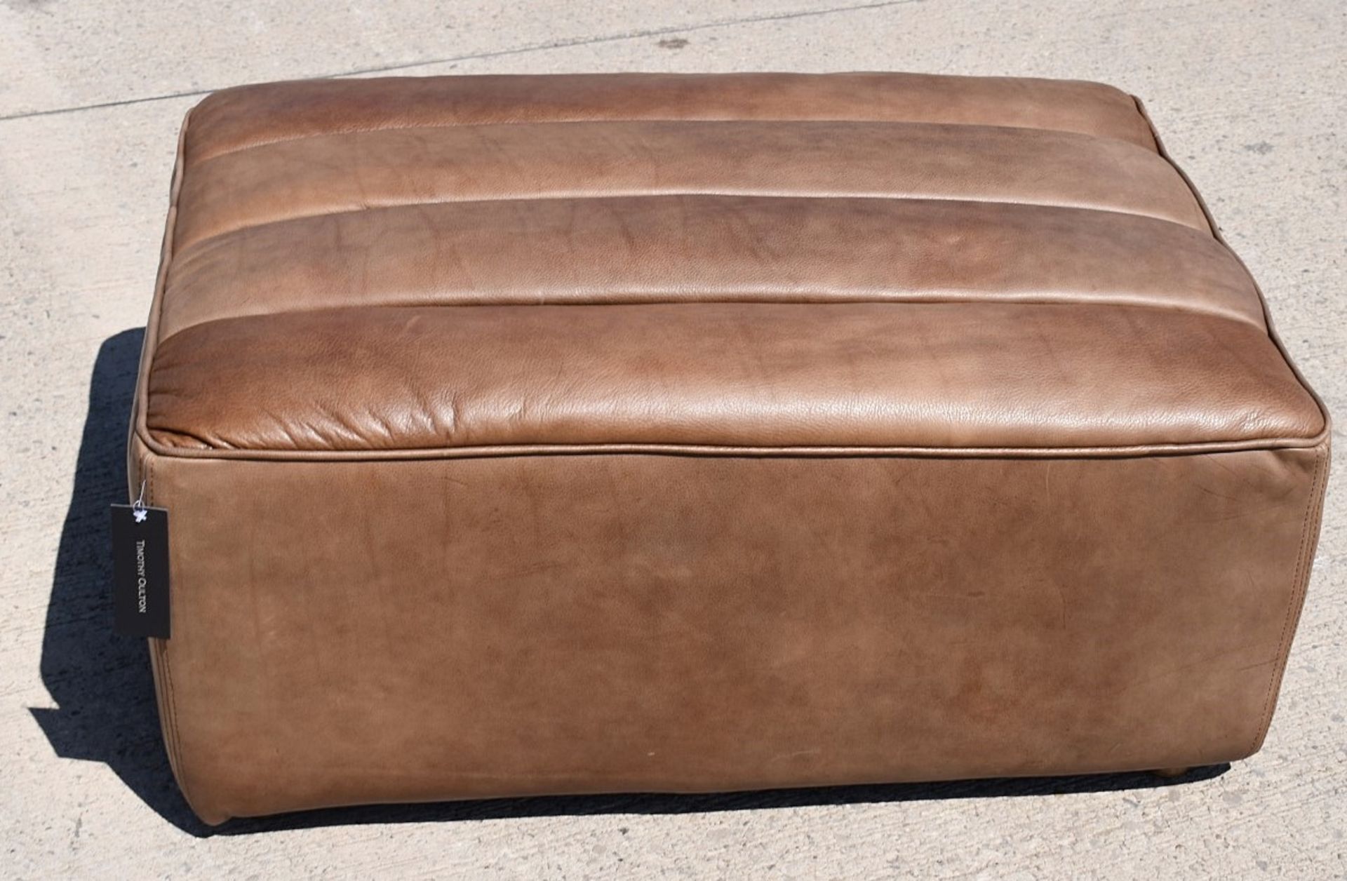 1 x TIMOTHY OULTON 'Shabby' Luxury Upholstered Footstool in a Distressed Brown Leather - RRP £1,500 - Image 3 of 13