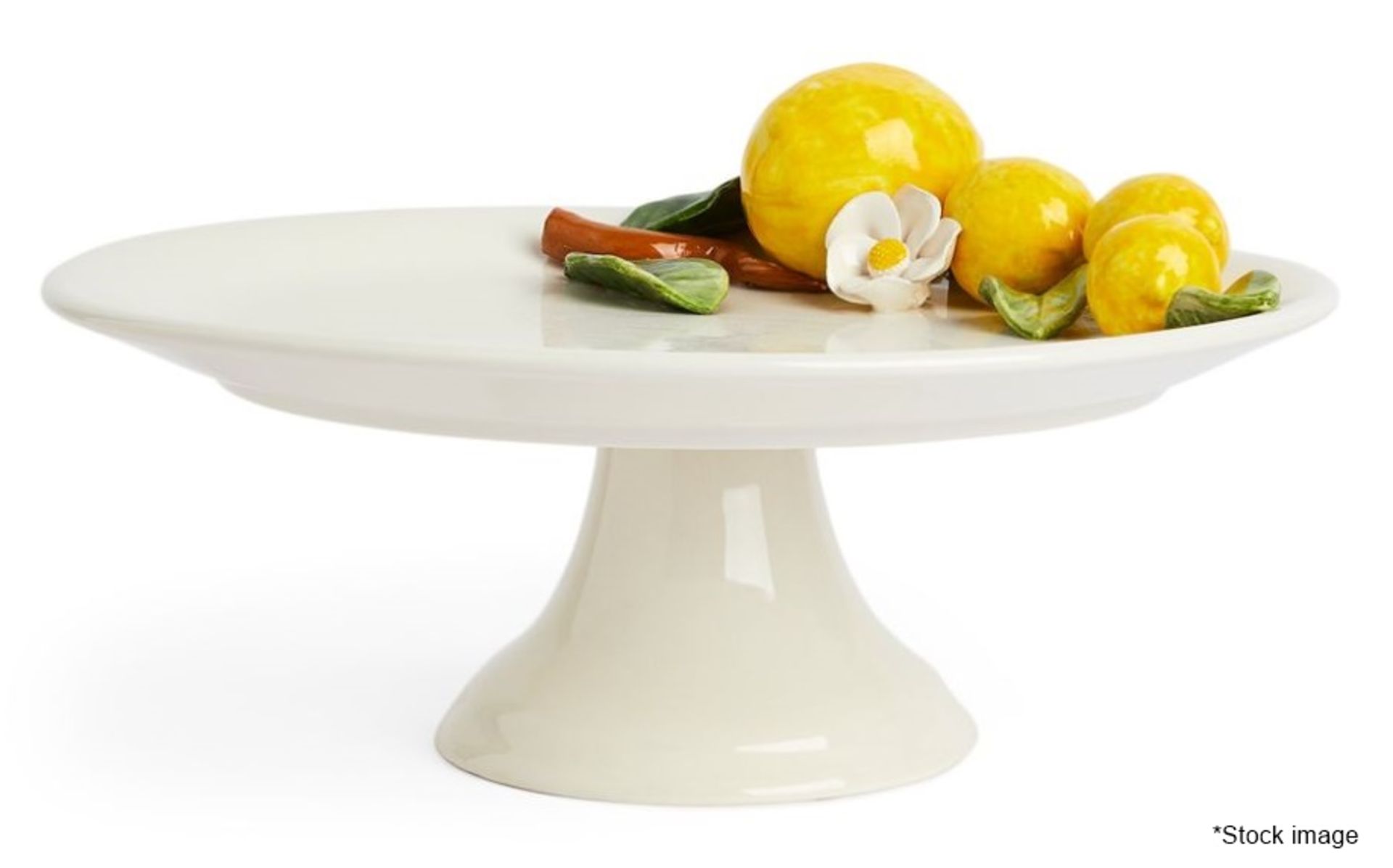 1 x LES-OTTOMANS 'Lemon' Hand-painted Porcelain Cake Stand (15cm) - Original Price £128.00 - Ex- - Image 3 of 14