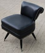 1 x Low Profile Leather Chair With Studded Detail - Ref: KKH163 - CL848 - NO VAT ON THE HAMMER -