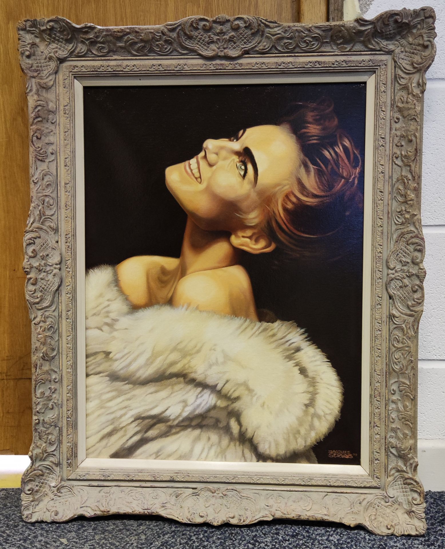 1 x Original Oil Painting On Canvas of Lady in Fur Coat by Jacques Servais - Image 2 of 10